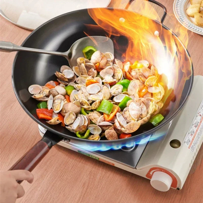 High Grade Handmade Iron Pan Without Coating Household Cooking Pots Health Wok Frying Pan Non Stick Frying Pan