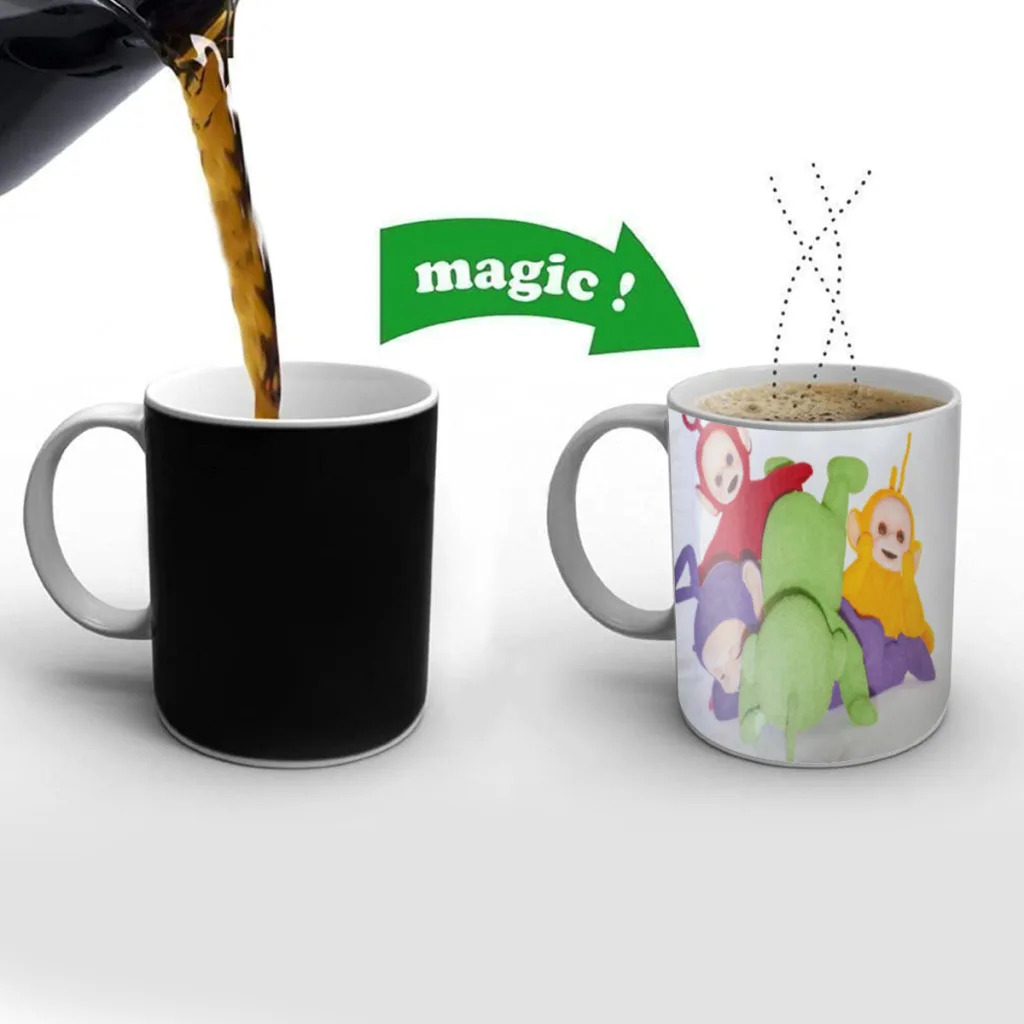 

Tele-tubbies-Free shipping Mug Changing Color Ceramic Coffee Mugs Magic Tea Cup Best Gift