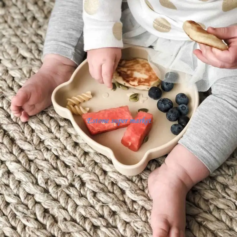 090B Upgraded Kids Silicone Animal Suction Plate Baby Plate Cartoon Kids Plates Lightweight Toddlers Plate Durable
