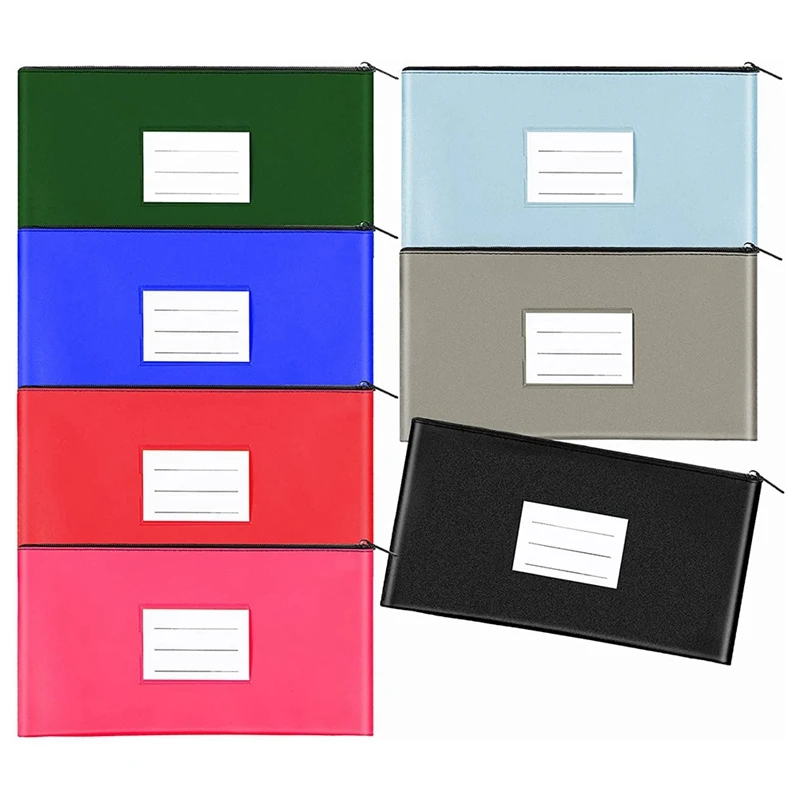 

7 Pack 11.2X6.3 Inches Money Pouches For Cash, Bank Deposit Bags With Zipper Envelope Money Pouch