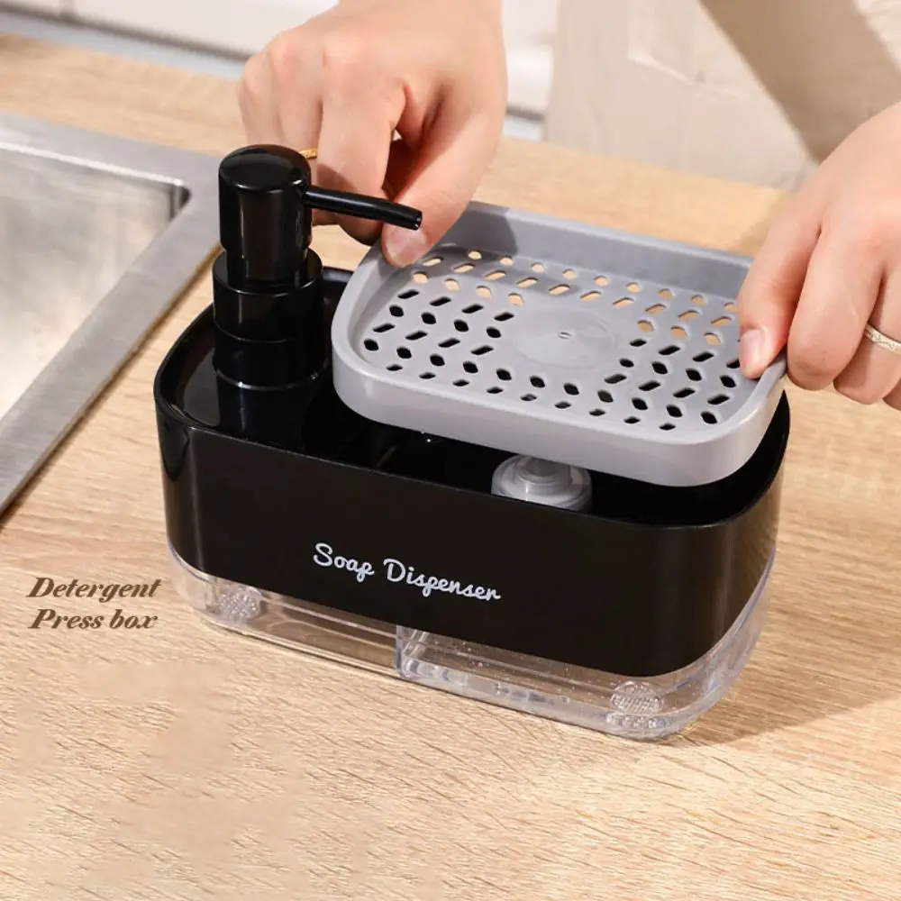 

Plastic Kitchen Soap Dispenser with Sponge Holder Hand Soap Pump Detergent Dispenser Cleaning Tool Leak-Proof