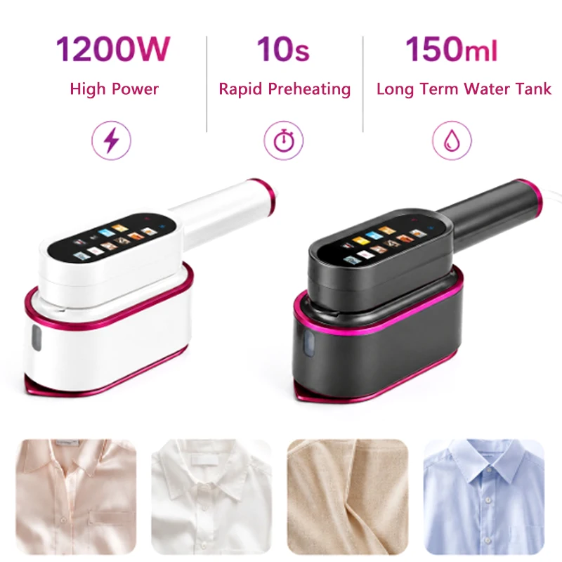 Touch Screen Control Steam Hanging Iron Machine 1200W Household Clothing Steamer Handheld Iron Foldable Ironing Machine 150ML
