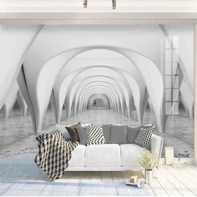 Custom Any Size 3D Mural Wallpaper European Abstract Roman Column Arch Church Architectural Corridor Papel De Parede Home Décor