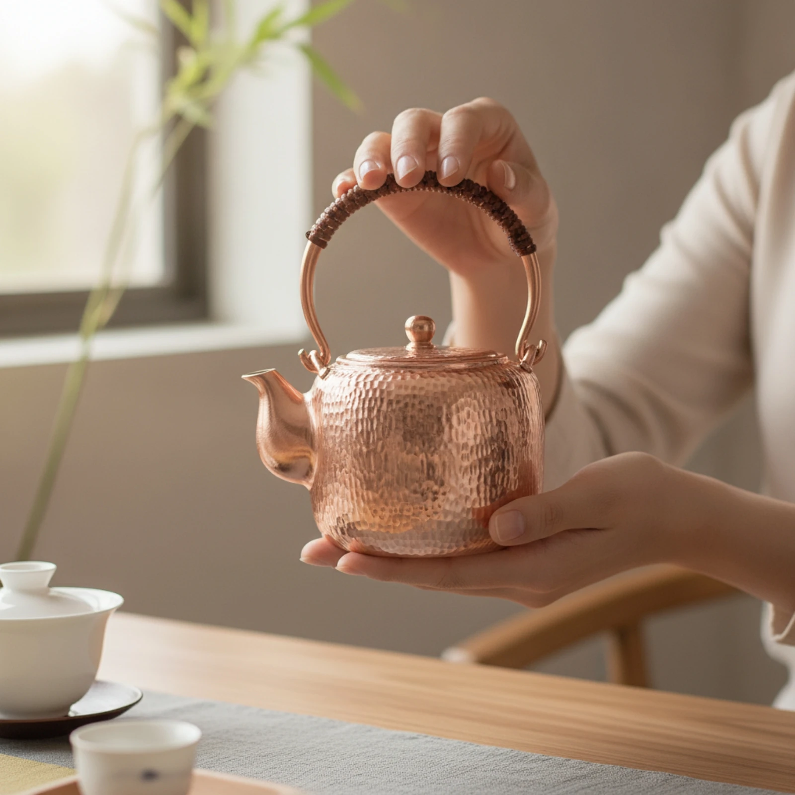 Picture 7: Copper Tea Kettle Compact Copper Kettle Stovetop Teapot Elegant Kitchenware Heavy Gauge for Artisan Collectors, Tabletop