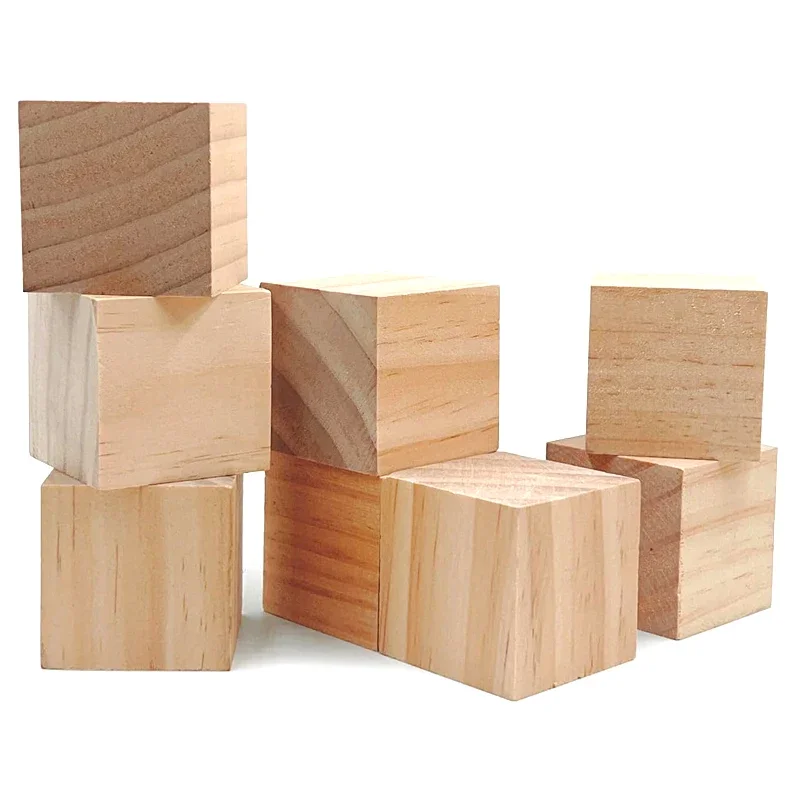 Cubes en bois naturel non fini, cubes vierges pour bricolage, puzzle exécutif, peinture, mise en œuvre, art, 3.5cm, 12 pièces