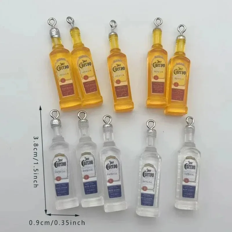 10 pièces/lot Breloques en résine en forme de bouteille de bière simulée, accessoires pour la fabrication de bijoux artisanaux