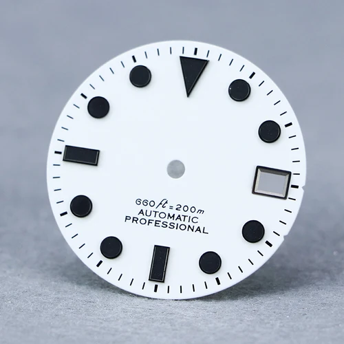 SEAGIS 28,5 mm NH35 Esfera blanco mate Negro Lume para Skx007 Sin logotipo