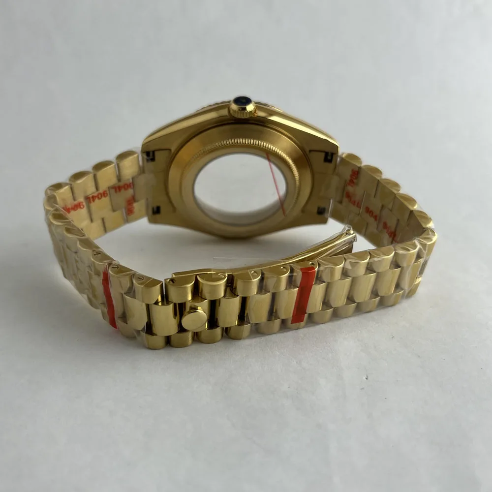 40mm Miyota 8285 watch case rose gold day_date with bracelet fit 29mm/31mm dial for Miyota 8285 automatic movement watchmods - Image 6