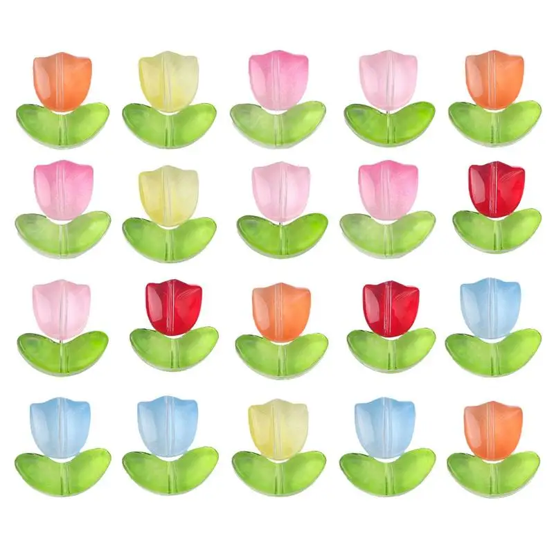 Trumpet Flower Beads Jelly Pink Glass Spacer Bead 20pcs Decorative Translucent Trumpet Flower Beads For Craft Accessories