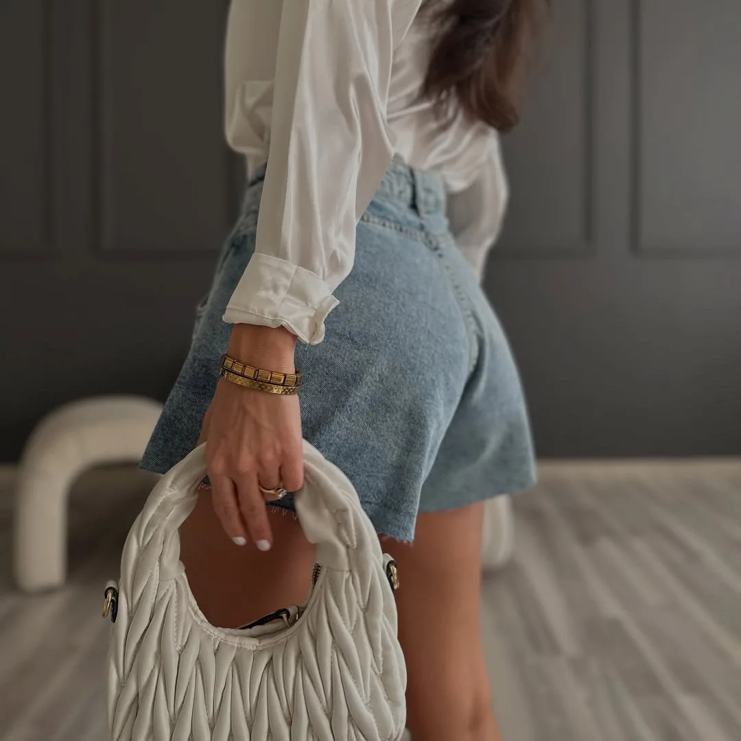 Pantalones cortos vaqueros de estilo callejero americano con diamantes, pantalones vaqueros holgados de cintura alta a la moda con borde crudo para mujer, pantalones cortos Vintage de verano que combinan con todo