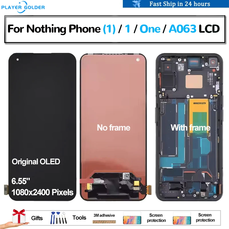 Original OLED For Nothing Phone (1) 1 One A063 Pantalla lcd Display Touch Panel Screen Digitizer Assembly Replacement Accessory