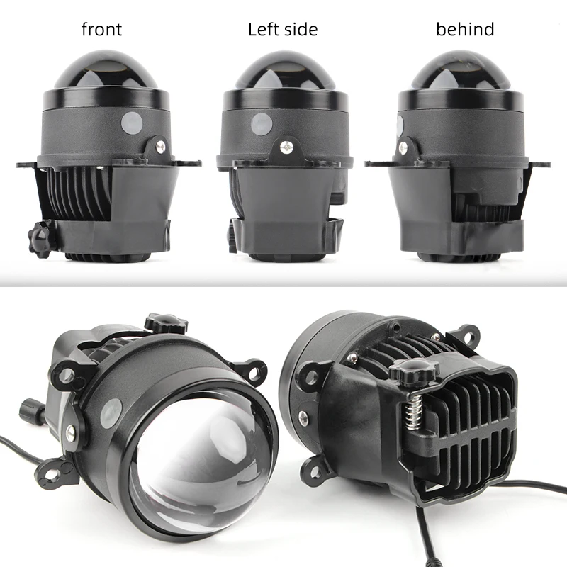 Three Color Bi Led Projector H11 LED Headlight 3Inch Fog Lights Lens 12V White Yellow High /Low Beam Fog Lamp Projector 3.0