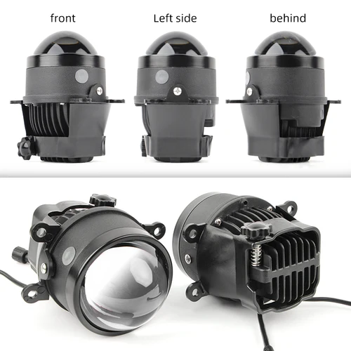 Imagen 2 del producto tres colores bi led proyector H11 led faro 3Inch luces de niebla lente 12V blanco amarillo alto / bajo haz lámpara de niebla proyector 3.0