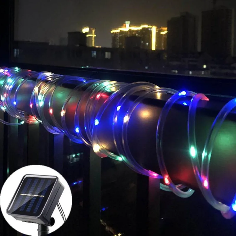 

2025 Outdoor Solar LED String Light Tube Rope String Lights with 8 Modes Home Wedding Birthday Easter Garden Ramadan Decoration