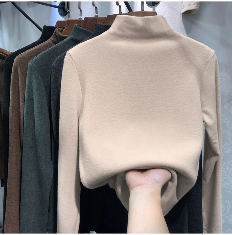 

Fall Winter New Sle Color f High Collar Base irt Women Outerwear Korean Version Ins Trend Long Sve f High ...