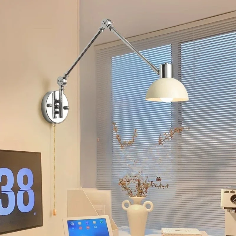 Adjustable 180 ° Cream Style Rocker Wall Lights Minimally Minimally Modern Bedroom Study Foldable Reading Atmosphere Wall Lamp