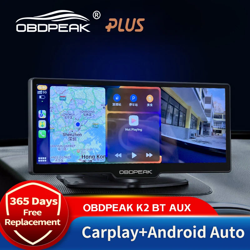 

OBDPEAK K2 10.26 Inch Car DVR 4K 3840*2160P GPS Carplay&Android Auto Dash Cam Dashboard GPS Navigation 5G WIFI Driving Recorder