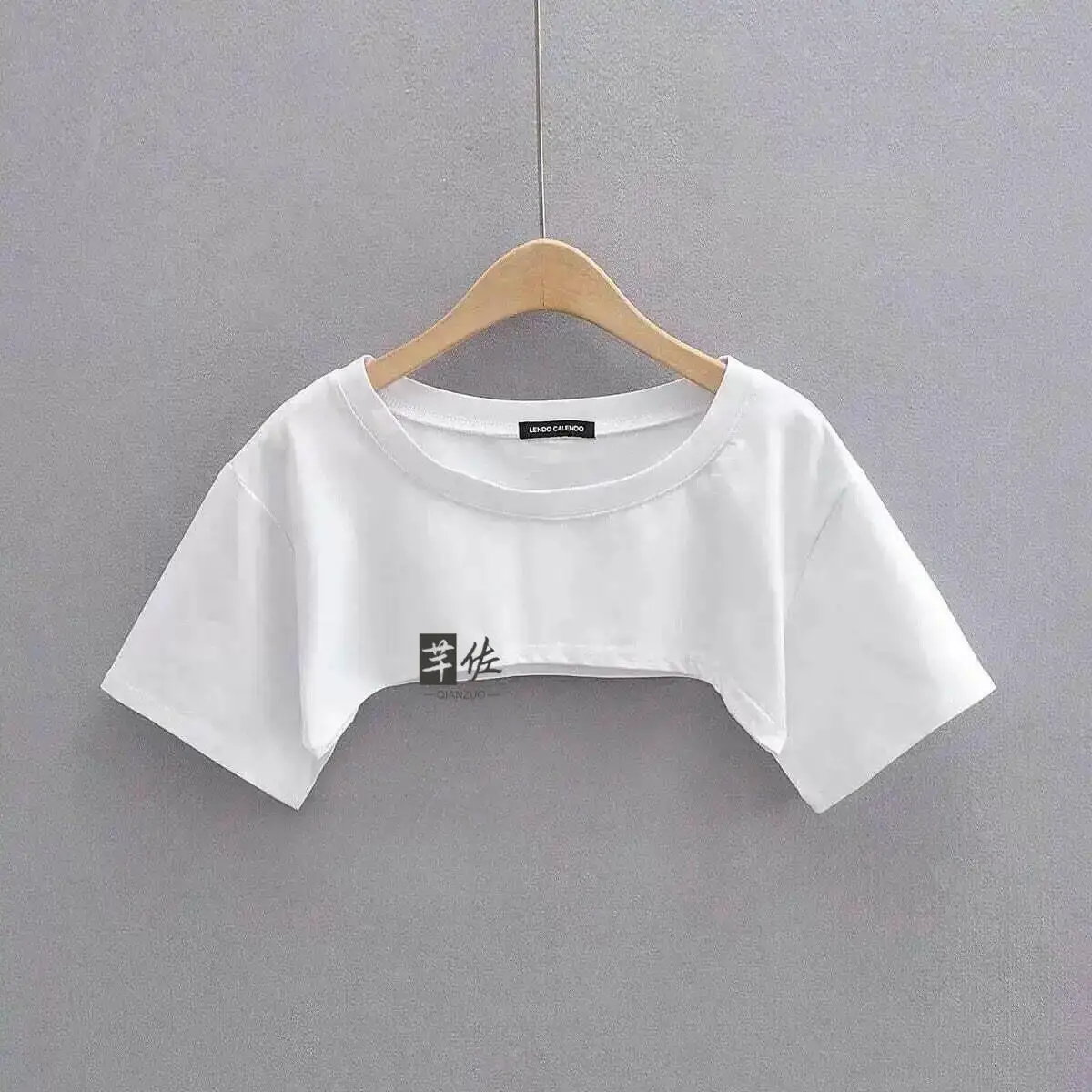 Summer New Women's Shoulder-connected Fake Sleeve T-shirt Loose Ultra-short Simple Design Versatile Cover-up Korean Style