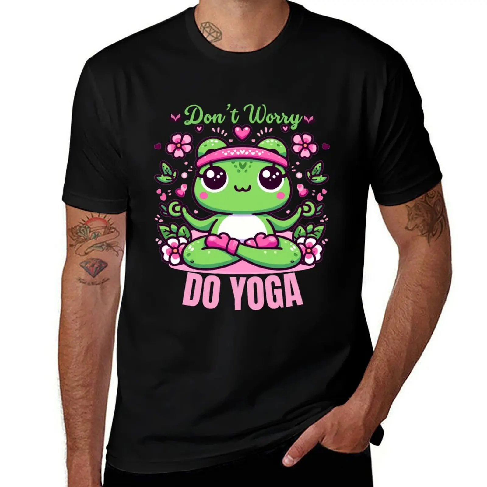 

Yoga Frog - Kawaii Frog Don't Worry do Yoga T-Shirt graphic t shirts for man t shirt custom print cotton t shirt pack T-shirt