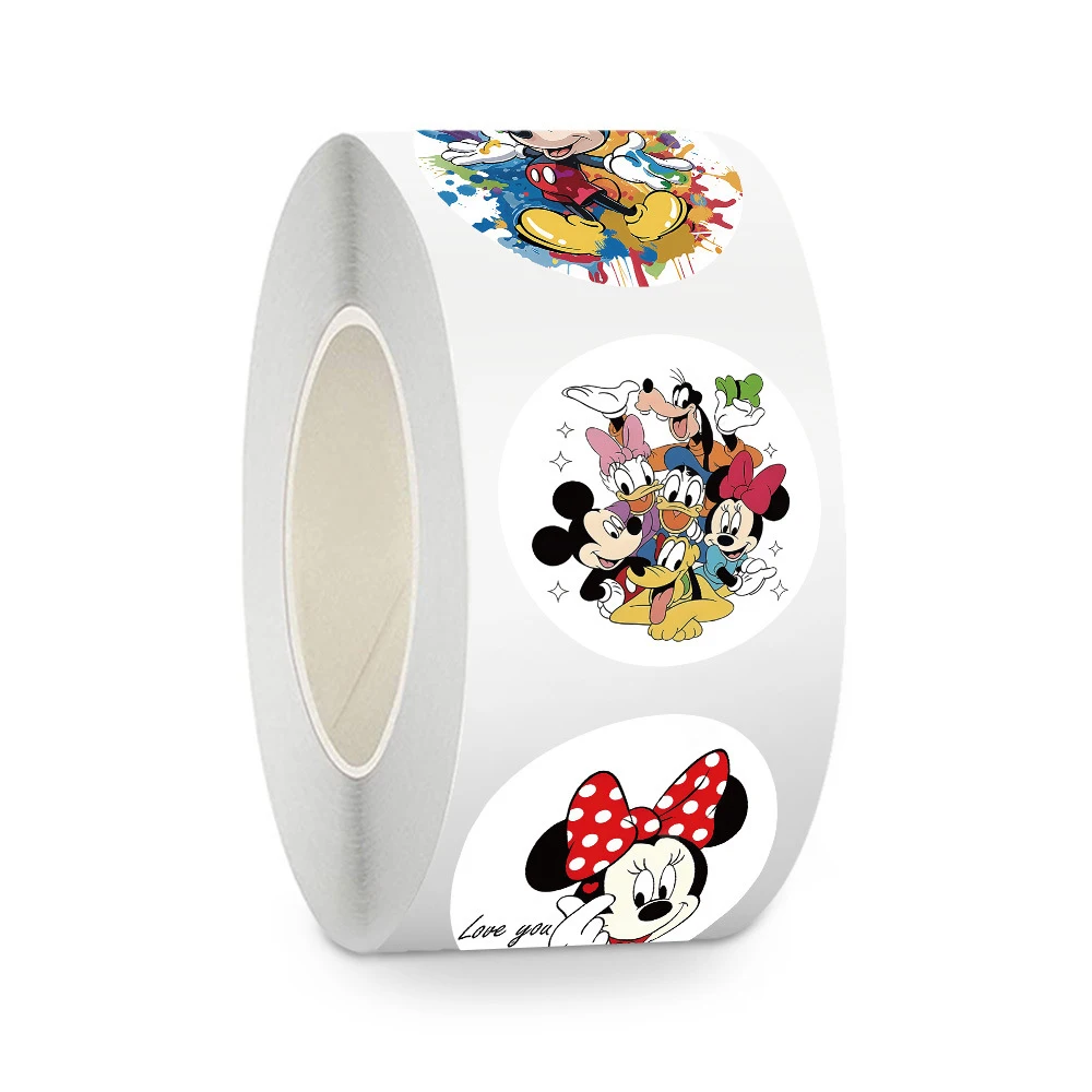 

500pcs/roll Funny Disney Anime Mickey Mouse Sealing Stickers Cute Cartoon Sticker DIY Water Bottle Phone Notebook Decals Packing