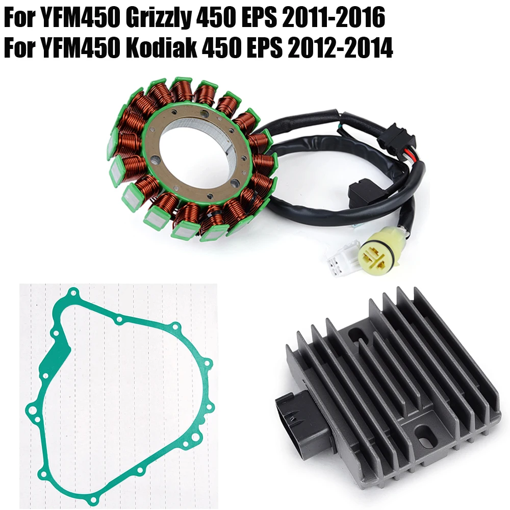 Stator Coil Gasket + Regulator Rectifier For Yamaha YFM450 YFM450FWAD Grizzly Kodiak 450 EPS Hunter 2012 2013 2014 / YFM 450