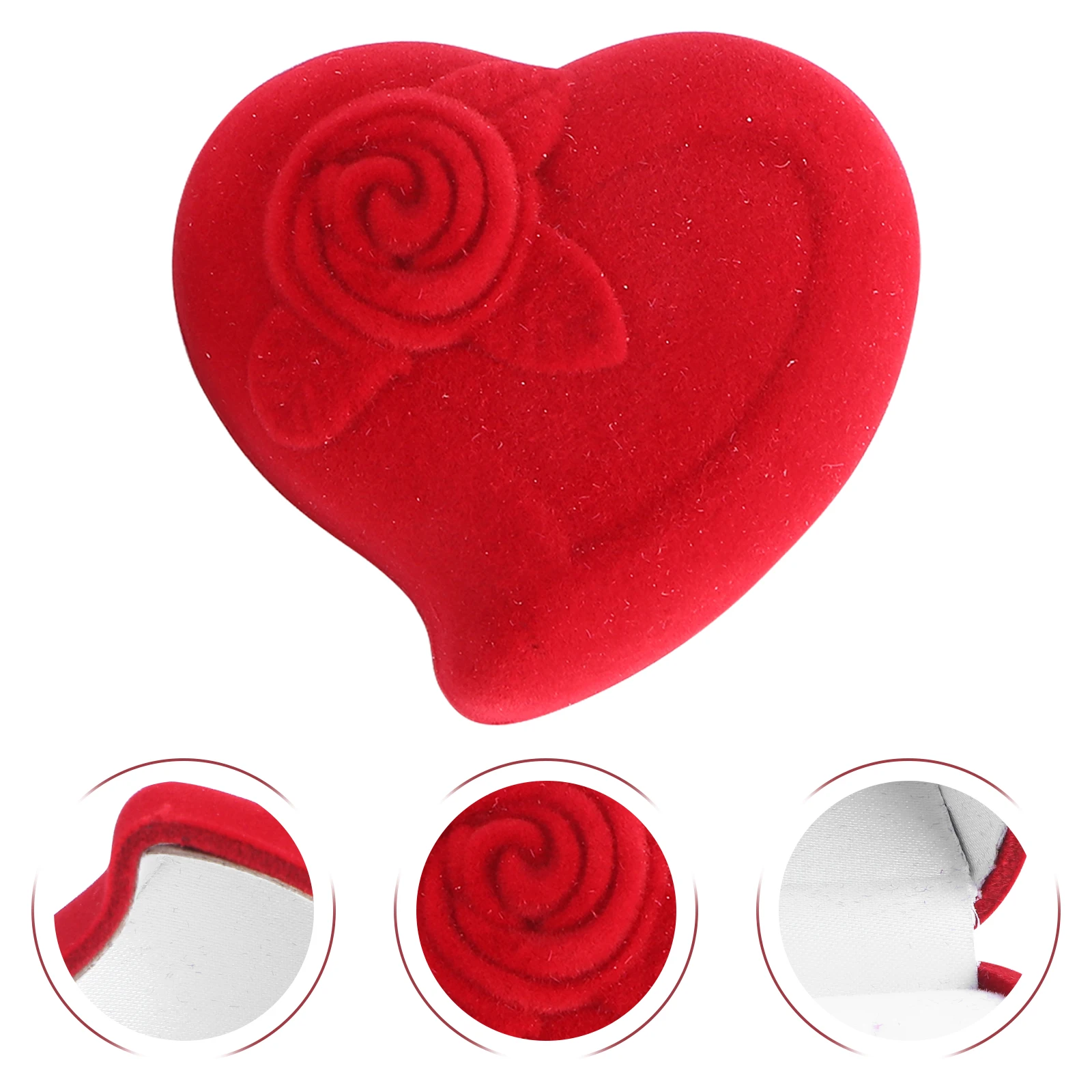 

2 шт. флокированная коробка для колец, красный чехол для хранения в форме сердца для свадьбы, помолвки, ювелирных изделий, подарочный держатель, розовый декор, легкий вес