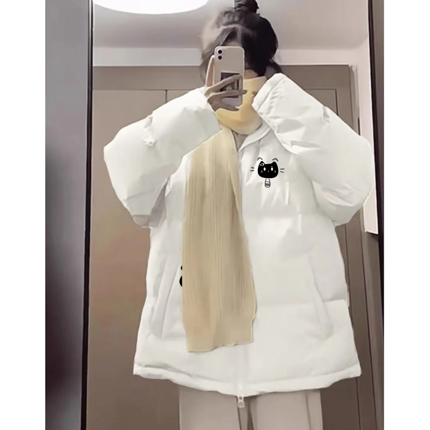 

Parka De Mujer Womens Autumn Medium Length Down Filled Adjustable Waist Cinching Vintage Style Urban Cool Aesthetic Practical Ol