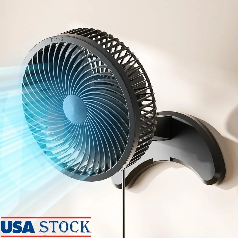 

Настенный вентилятор 8 дюймов, тихий таймер 80 ° Осцилляция, 3-скоростной, высокоскоростной, энергосберегающий, с дистанционным управлением, регулируемый, для спальни на колесах