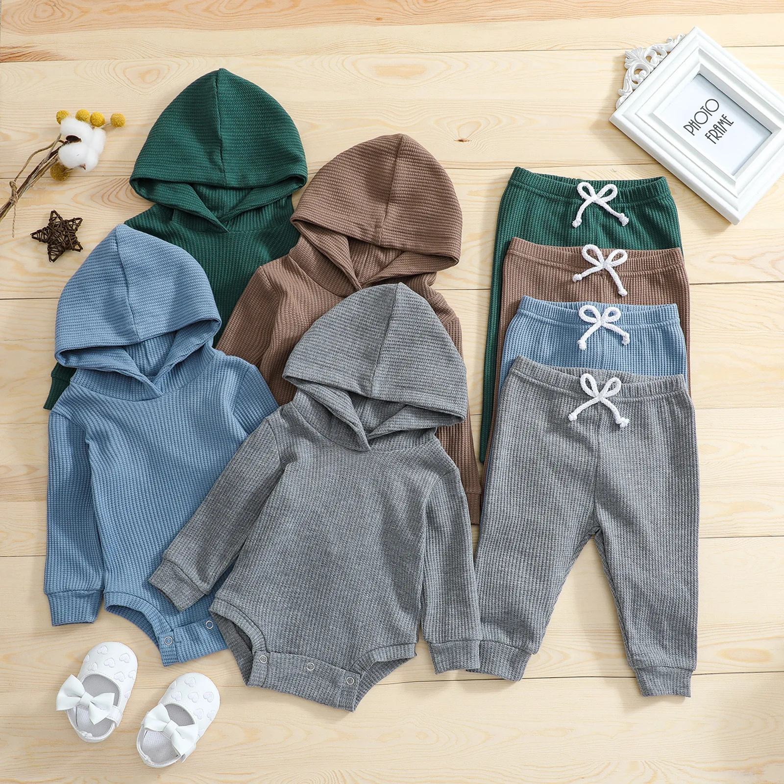 2Piece Sets Spring Newborn Boy Clothes 0 To 3 Months Korean Casual Solid Long Sleeve Bodysuit+Pants Baby Luxury Clothing BC550