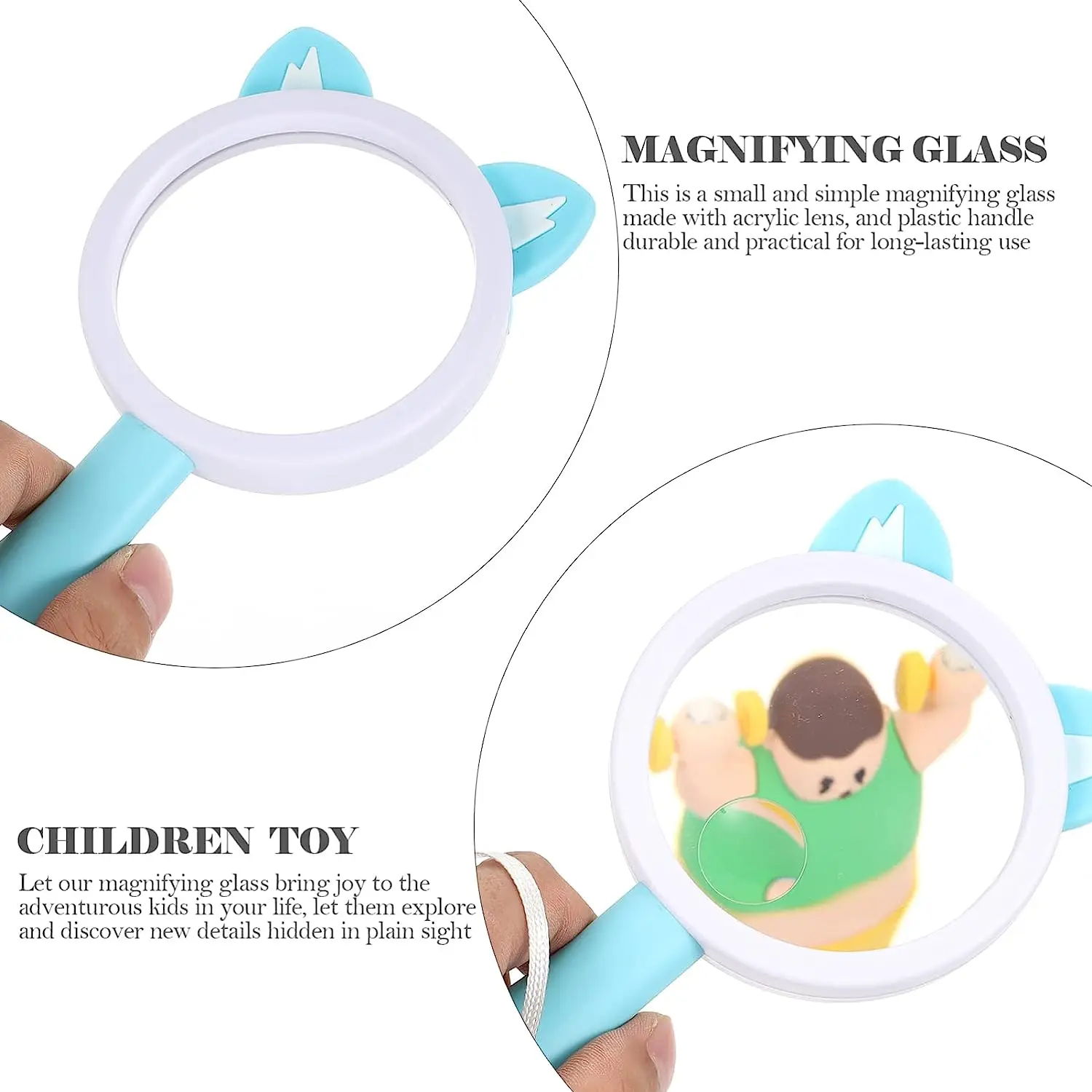 Children's Magnifier 5x-10X Handheld Non-slip Magnifier Cute Cartoon Animal Magnifying Glass Science Education Experiment Toys