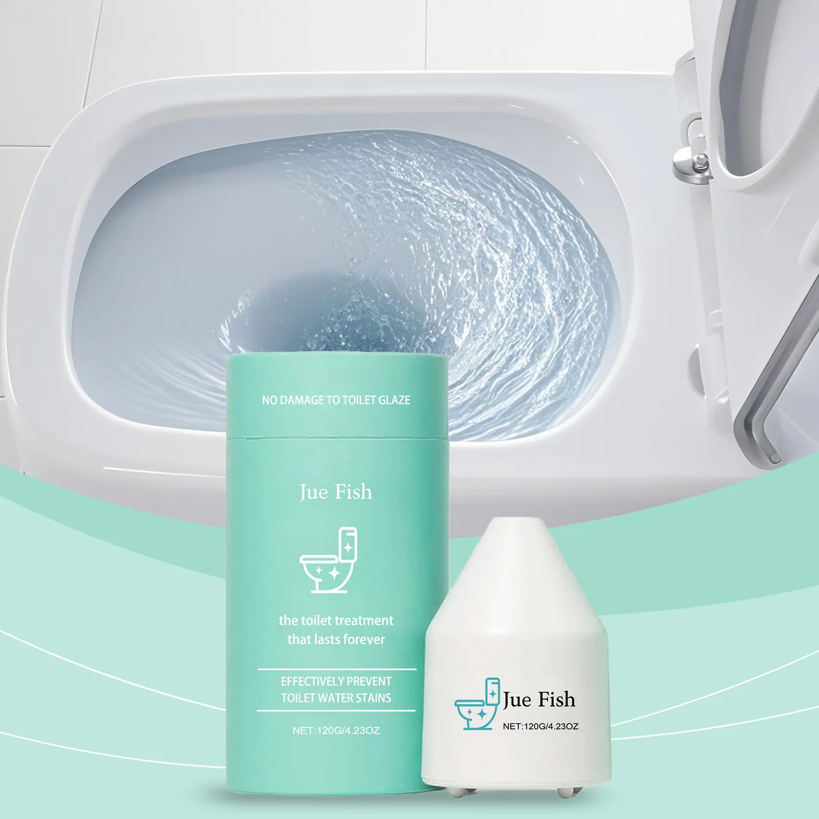 

JUE FISH Toilet Cleaner，Tank-Drop Automatic Foam Release | Continuous Cleaning & Deodorizing | Eliminates Odors & Stains