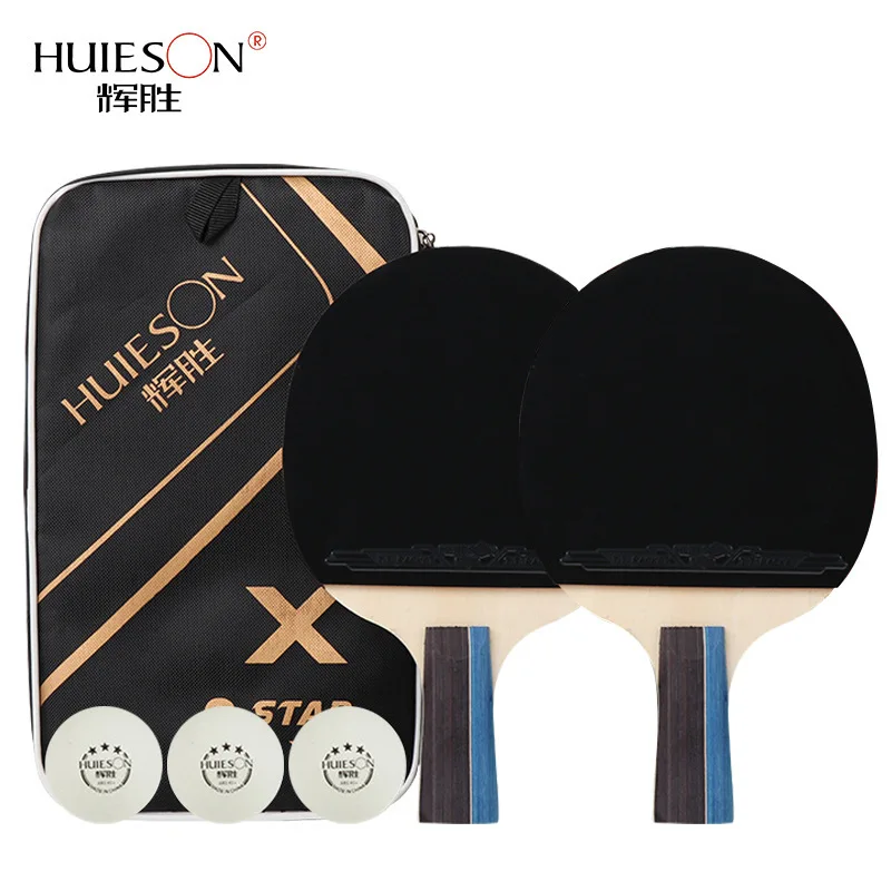 Table Tennis Racket Log Light Professional Glue Pair HUIESON  3-star Double-sided Reverse Glue Table Tennis Match Set No Balls