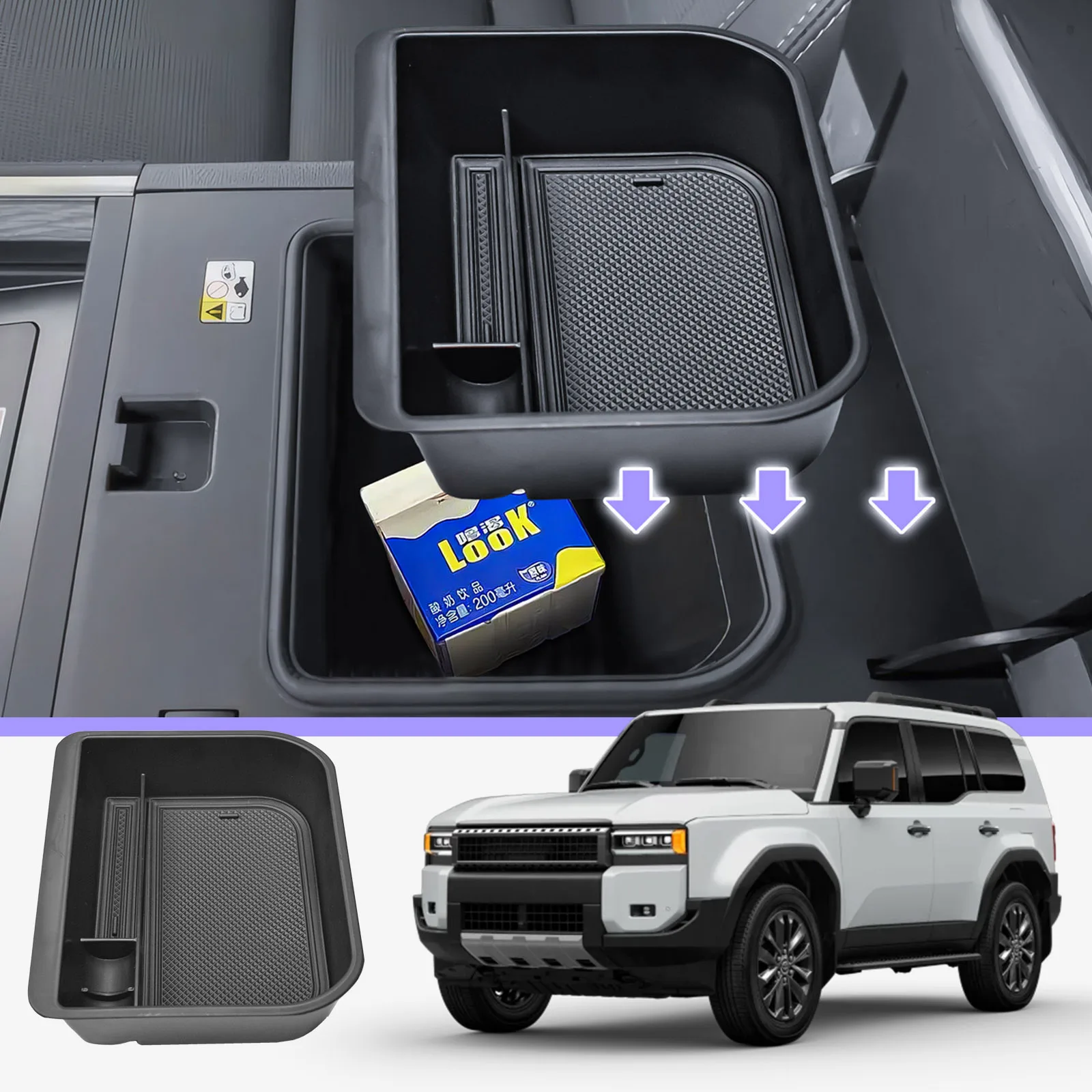 Armrest Storage Cool Box Tray for Toyota Land Cruiser Prado 250 / Lexus GX550 2024 2025 Center Console Organizer Car Accessories