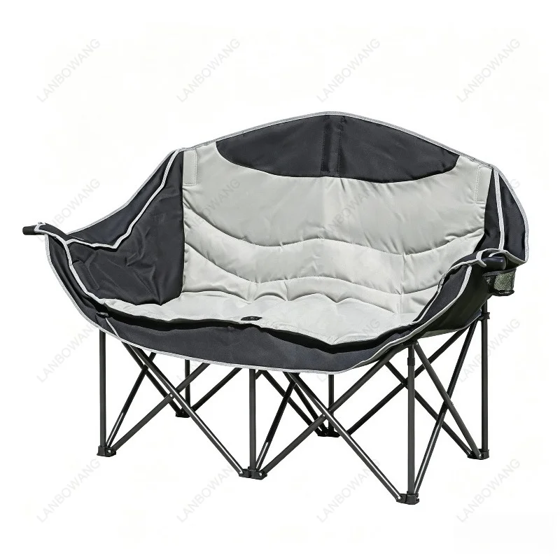 Lightweight Portable Double Folding Camping Chair With Armrest Outdoor Picnic Recliner For Travel Beach Backyard