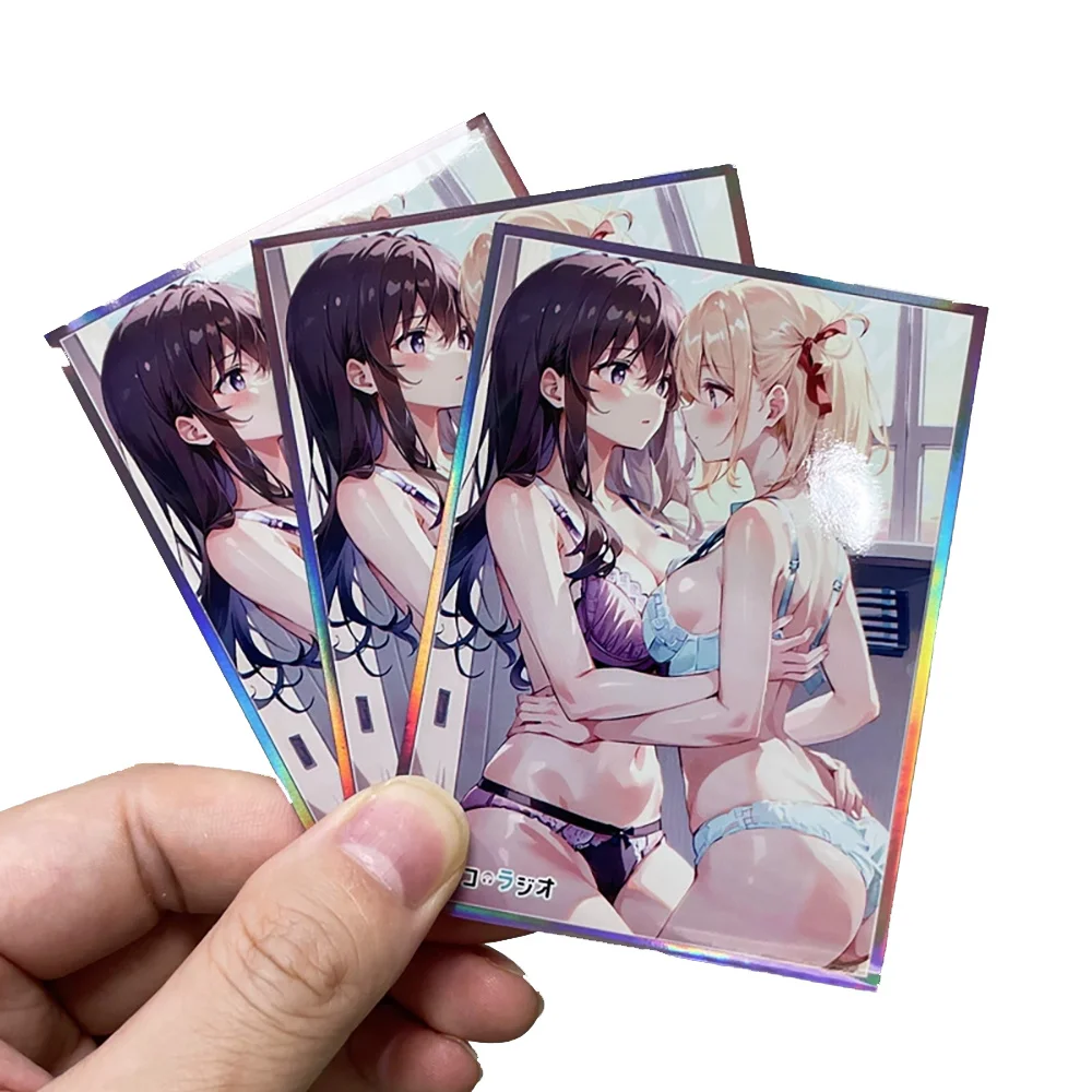 60 SZTUK 67x92mm Holograficzne karty o standardowym rozmiarze Art Anime Card Sleeves Protectors Top Loading Trading Card Sleeves Deck Protector