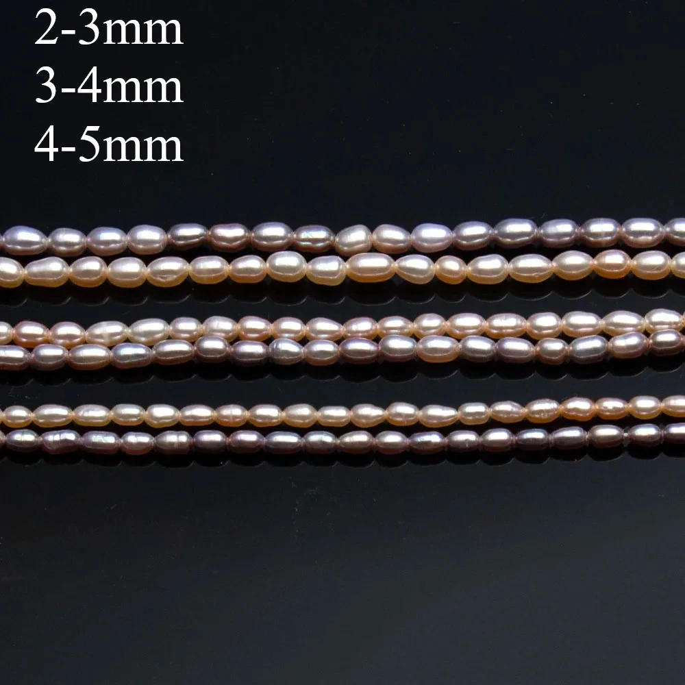 

2-3/3-4/4-5mm Natural Freshwater Pearl Beads Strand Rice Shpaed Pink Purple Color For DIY Neckalce Bracelet Earrings Accessories