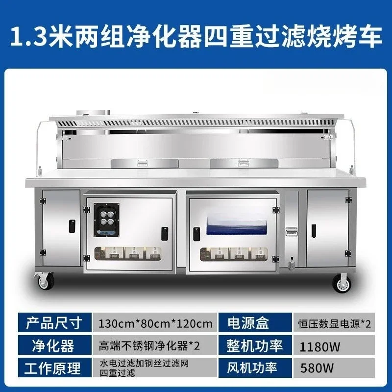 large suction thickened stainless steel plate smokeless purification commercial stall mobile portable