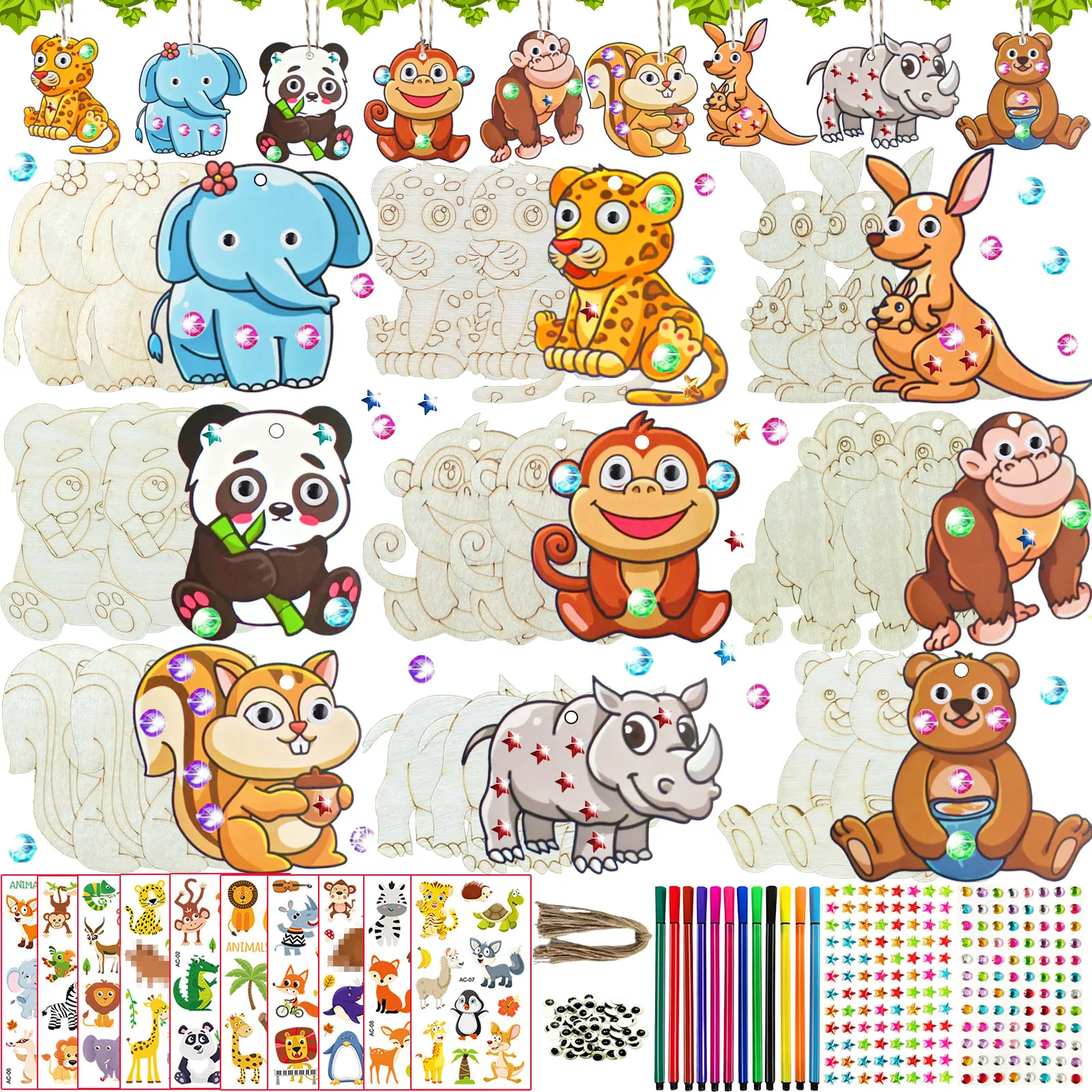 290PCS Forest Animal Woodworking Kit, Wooden Craft Kit, Animal Science DIY, Handicrafts, All Season Woodworking Material Kit