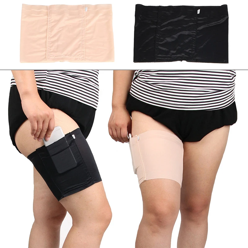 Bandes de cuisses sexy pour femmes, sac invisible pour téléphone portable, poches, manches, ceinture