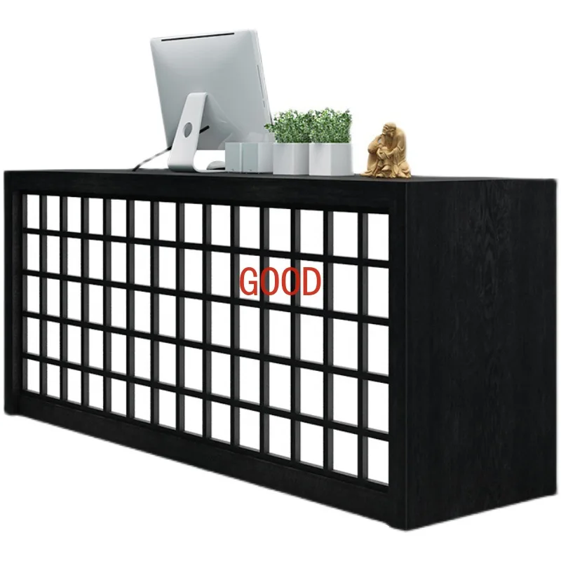 

New Chinese retro tea house checkout page Light luxury beauty Foot bath Bar Front desk Reception counter Welcome