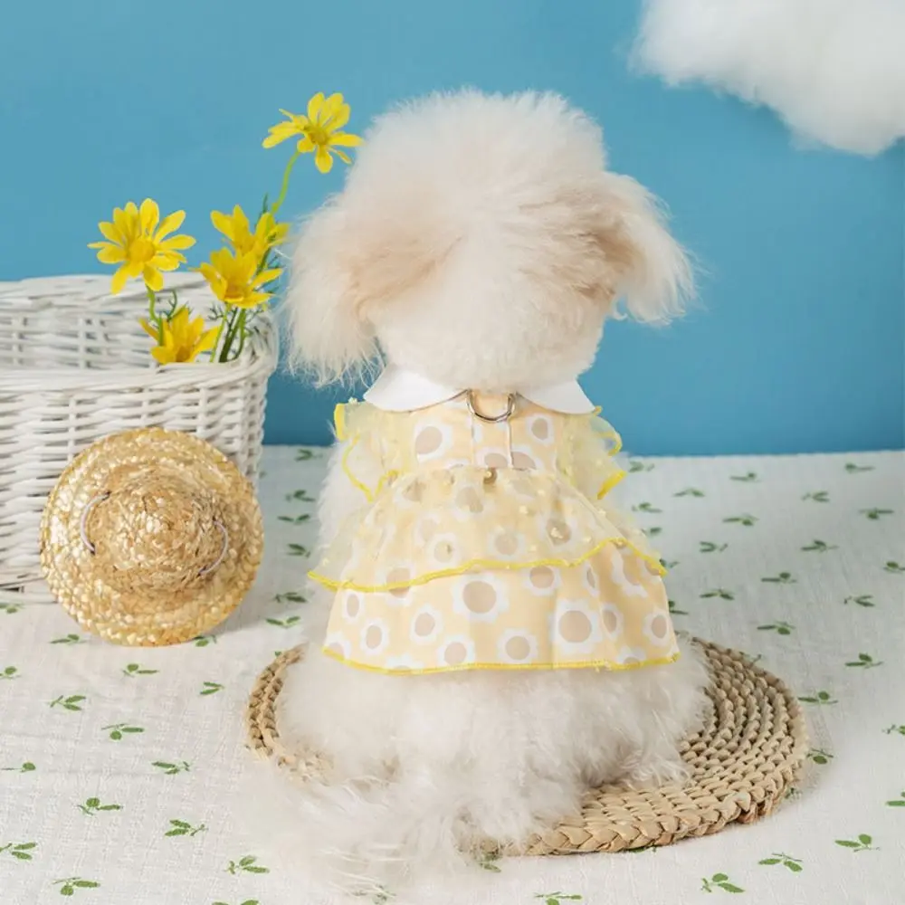 Fashion Soft Dogs Princess Dress Breathable Lace Sweet Cat Dress Comfortable Dog Sunflower Dress for Spring/Summer