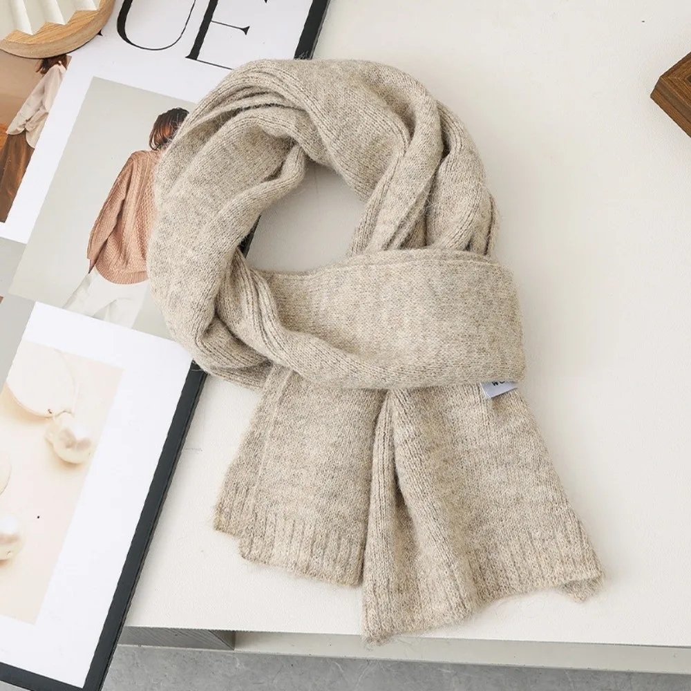 

Новый теплый ветрозащитный однотонный вязаный шарф для шеи, холодостойкий шейный платок, осень и зима