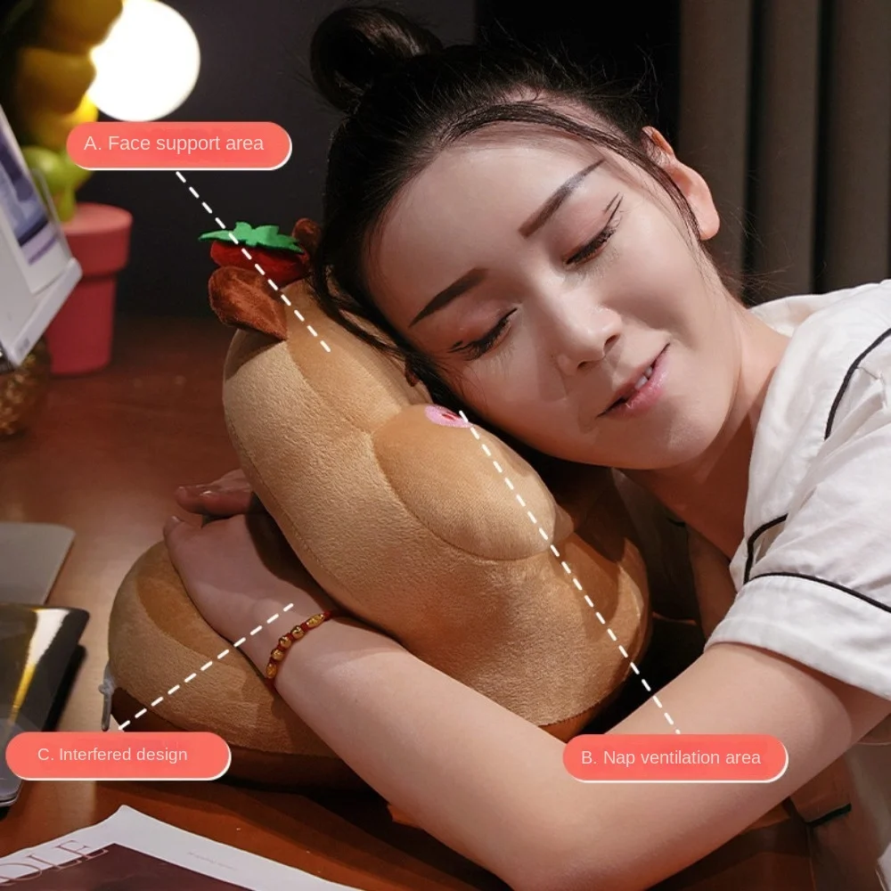 

Креативная круглая подушка для сна с капибарой, мультяшная пушистая подушка с капибарой для стола, милая мягкая подушка с капибарой, школьная подушка