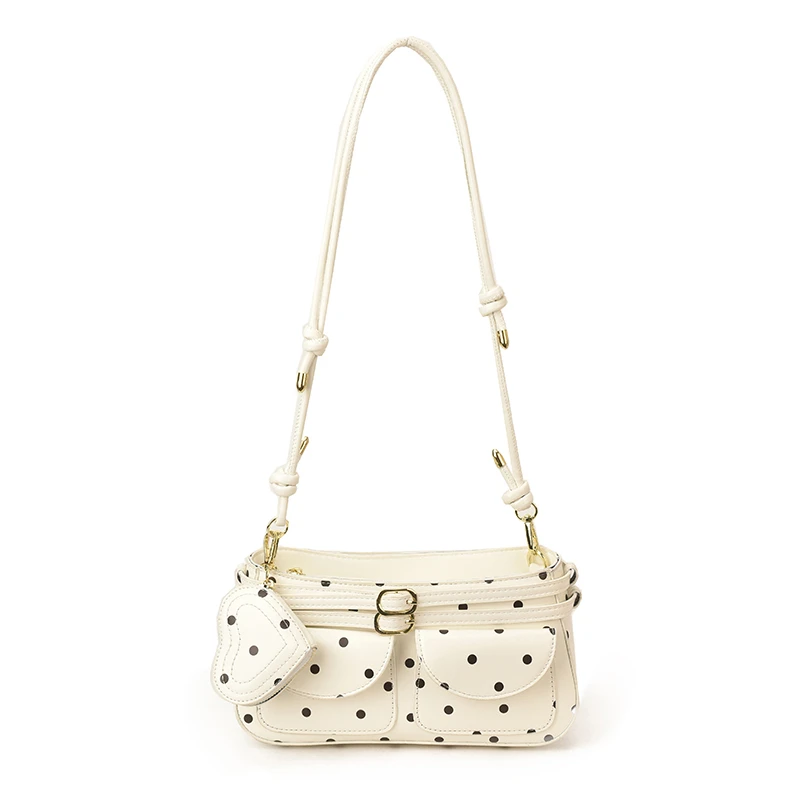 

Модная сумка-багет 2026 с точечным узором и множеством карманов, с пряжкой-ремнем, квадратная, для повседневного использования и свиданий, на плечо, для женщин