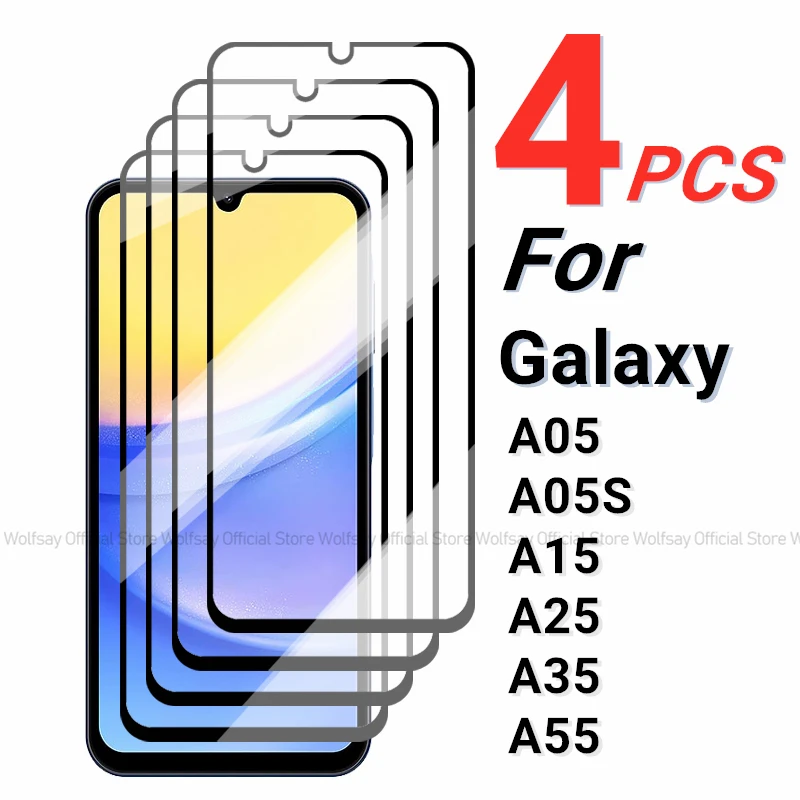2/4 SZTUK Szkło hartowane do Samsung Galaxy A15 Ochrona ekranu Samsung Galaxy A05 A05S A15 A25 A35 A55 5G Pełna folia klejąca do telefonu