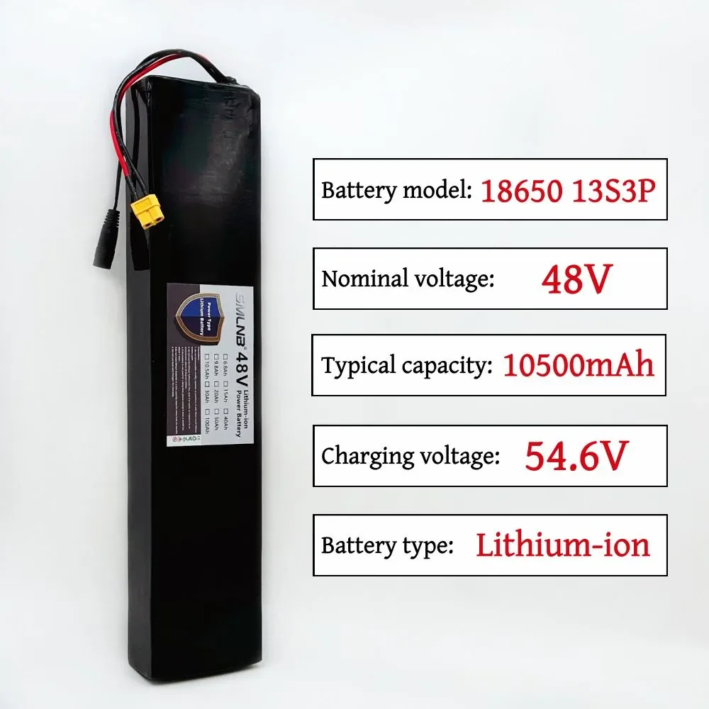 high capacity 1000W 13S3P 48V 20000mAh 18650 lithium-ion battery pack suitable for 54.6V with BMS+charger