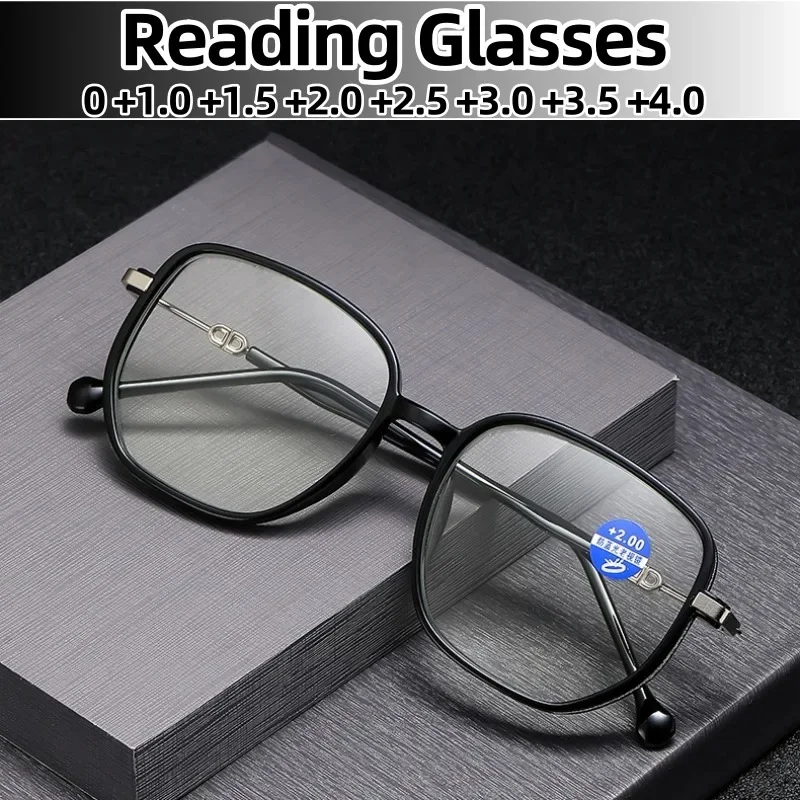 

Fashion Anti Blue Light Reading Glasses Trendy Large Frame Presbyopia Eyewear Unisex High-definition Far Sight Eyeglasses To+4.0