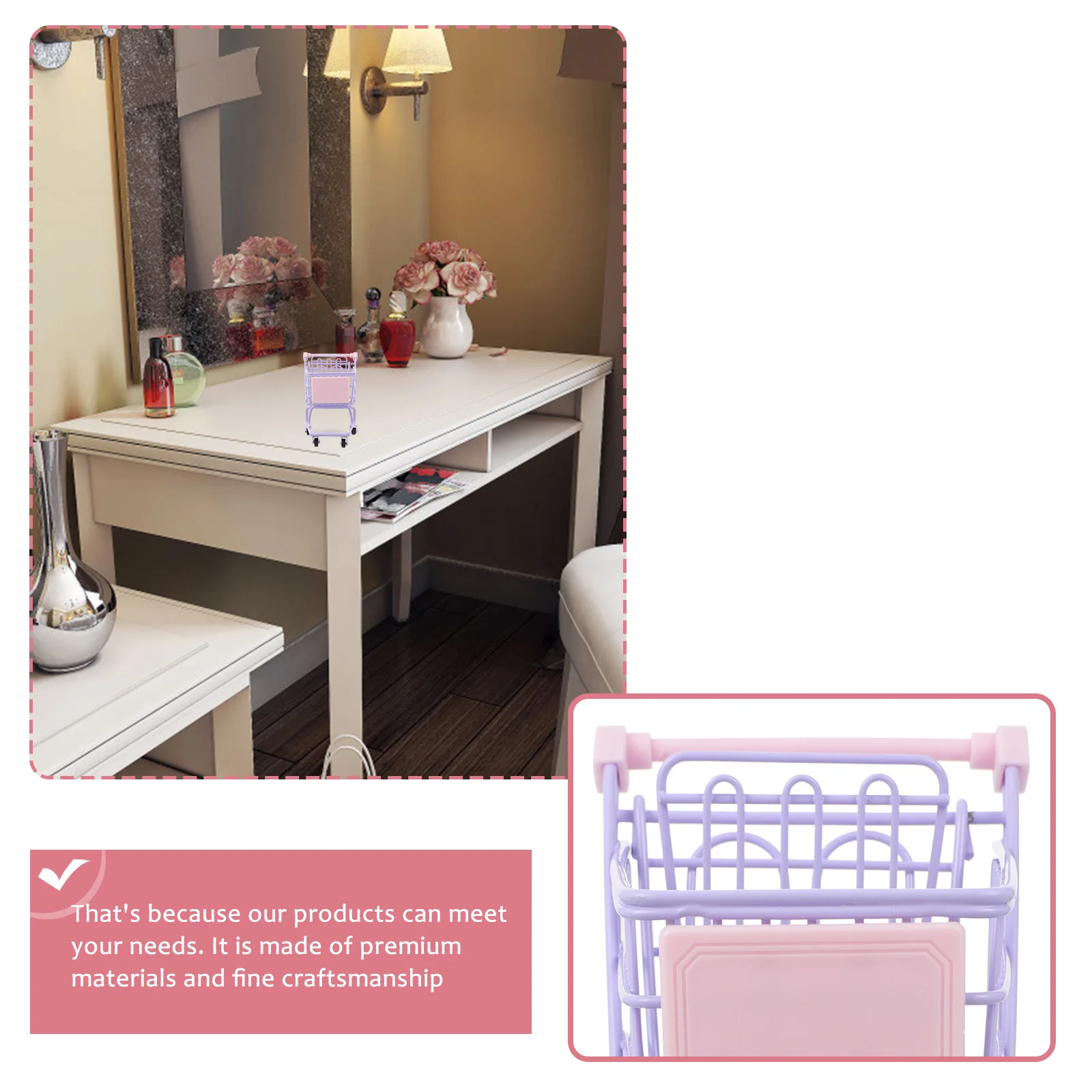 

Mini Shopping Shopping Utility Cart Bright Macaron Color Style Desk Decor Egg Sponge Holder Kids Toy Storage Utility Cart