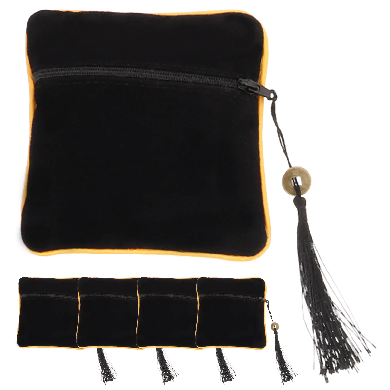 

5pcs Gift Bags Chinese Style Jewelry Pouches For Earring Necklace Storage Packing Bags Small Jewelry Holder Zipper Sealing Bag