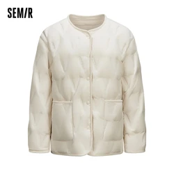 Semir Down Jacket Women Thin Round Neck Inner Wear Loose 2024 Winter New Waterproof Windproof Outerwear Down Jacket